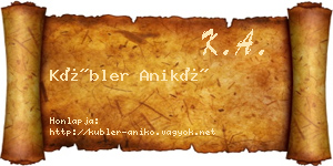 Kübler Anikó névjegykártya