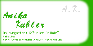 aniko kubler business card